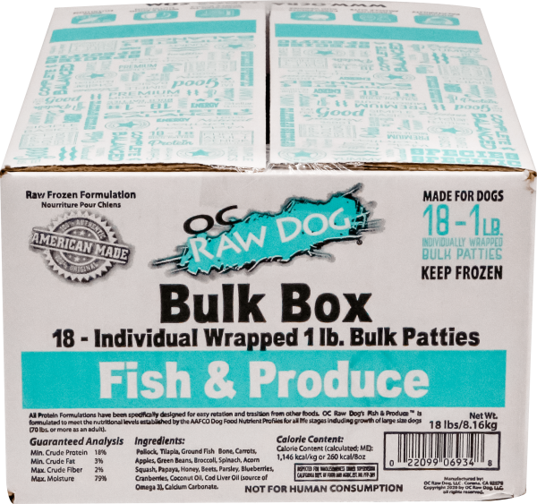 OC Raw Frozen Fish & Produce Patties Dog Food 18lbs Go Healthy Pet