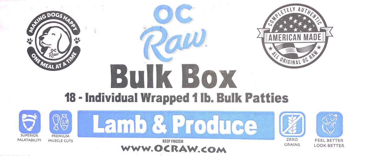 OC Raw Frozen Lamb & Produce Patties Dog Food 18lbs Go Healthy Pet