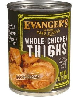 Evanger's Grain Free Hand-Packed Whole Chicken Thighs - 12 oz.