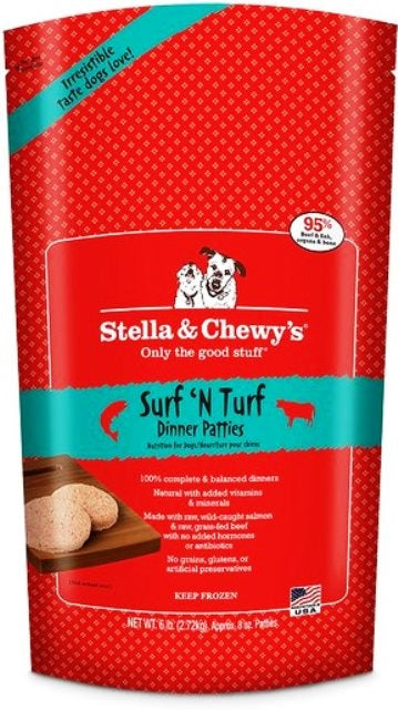 Stella & Chewy's Frozen Surf 'N Turf Dinner Patties for Dogs - 6 lbs
