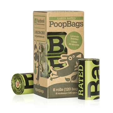 Earth Rated Poop Bag Unscented Dispenser Refill (8 Rolls - 120 Bags)