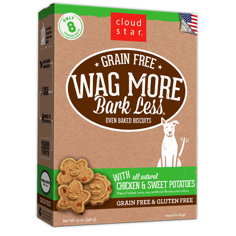 Cloud Star Grain Free Wags More Bark Less Biscuits with Chicken & Sweet Potatoes Dog Treats - 14 oz.