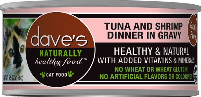 Dave's Naturally Healthy Grain Free Tuna & Shrimp Dinner Cat Food - 5.5 oz.