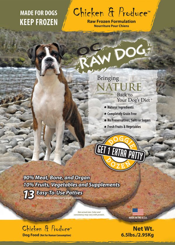 OC Raw Frozen Chicken & Produce Patties Dog Food 6lbs Go Healthy Pet
