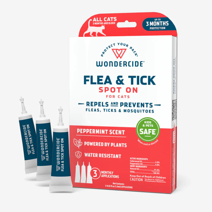 Wondercide Flea & Tick Peppermint Scent Spot On Repellent for Cats- 3 ...