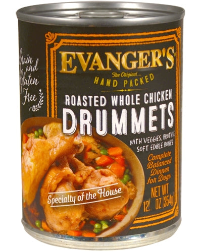 Evanger's Grain Free Hand-Packed Roasted Chicken Drummet Dinner - 12.5 oz.
