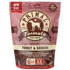 Primal Frozen Raw Canine Turkey & Sardine Formula Patties - 6 lbs