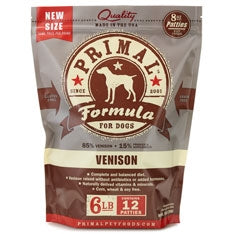 Primal Frozen Raw Canine Venison Formula Patties - 6 lbs
