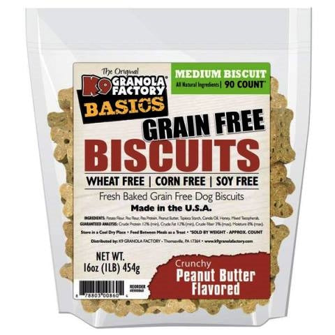 K9 Granola Factory Basics Grain Free Peanut Butter Dog Treats - Medium 90 count - 16 oz.