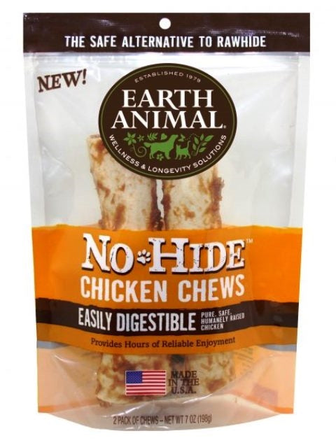 Earth Animal No-Hide 4" Chicken Dog Chew Treat - 2 Pack