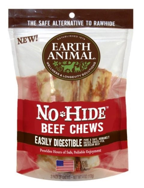 Earth Animal No-Hide 4" Beef Dog Chew Treat - 2 Pack