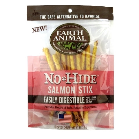 Earth Animal No-Hide 4" Salmon Stix Dog Chew Treat - 10 Pack