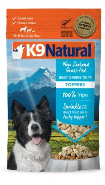 K9 Natural Freeze Dried Raw New Zealand Grass-Fed Beef Green Tripe Toppers for Dogs - 2.60 oz.