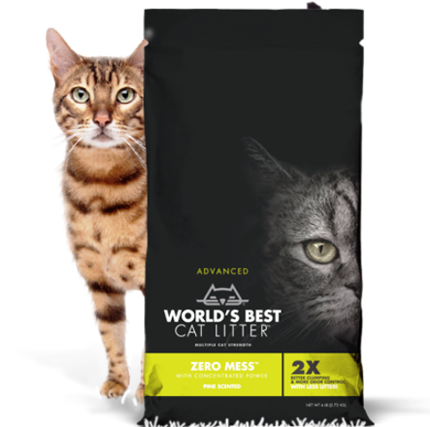 World's Best Cat Litter ZERO MESS  High-Performance Pine Scented Clumping Cat Litter