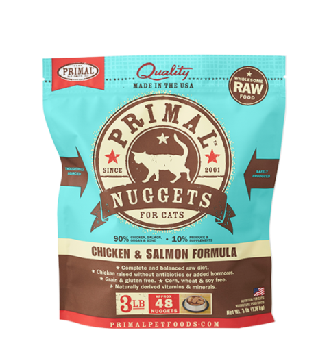 Primal Frozen Raw Chicken & Salmon Formula for Cats - 3 lbs.