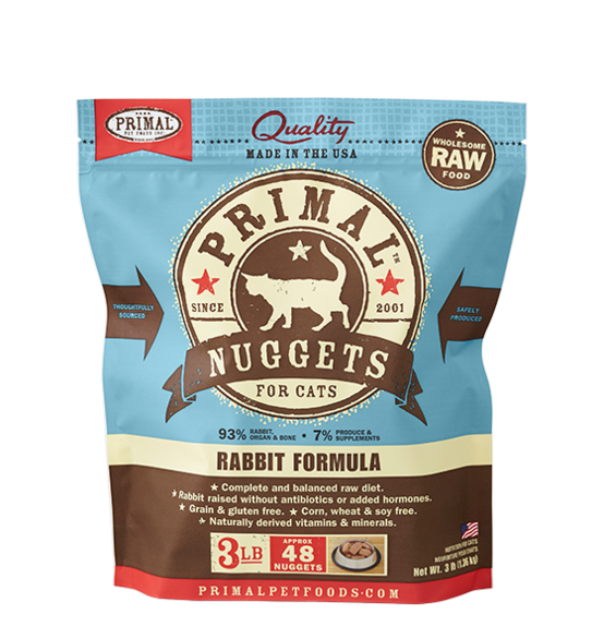 Primal Frozen Raw Rabbit Formula for Cats - 3 lbs.