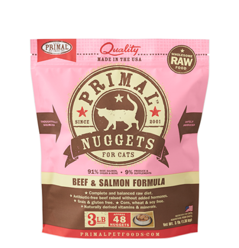Primal Frozen Raw Feline Beef & Salmon - 3 lbs.