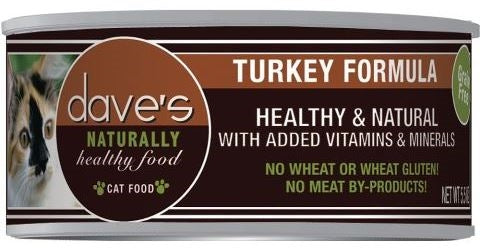 Dave's Naturally Healthy Grain Free Turkey Formula Cat Food - 5.5 oz.