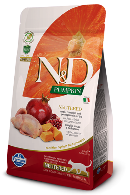 Farmina N&D Neutered Quail, Pumpkin and Pomegranate Cat Food - 3.3 lbs.