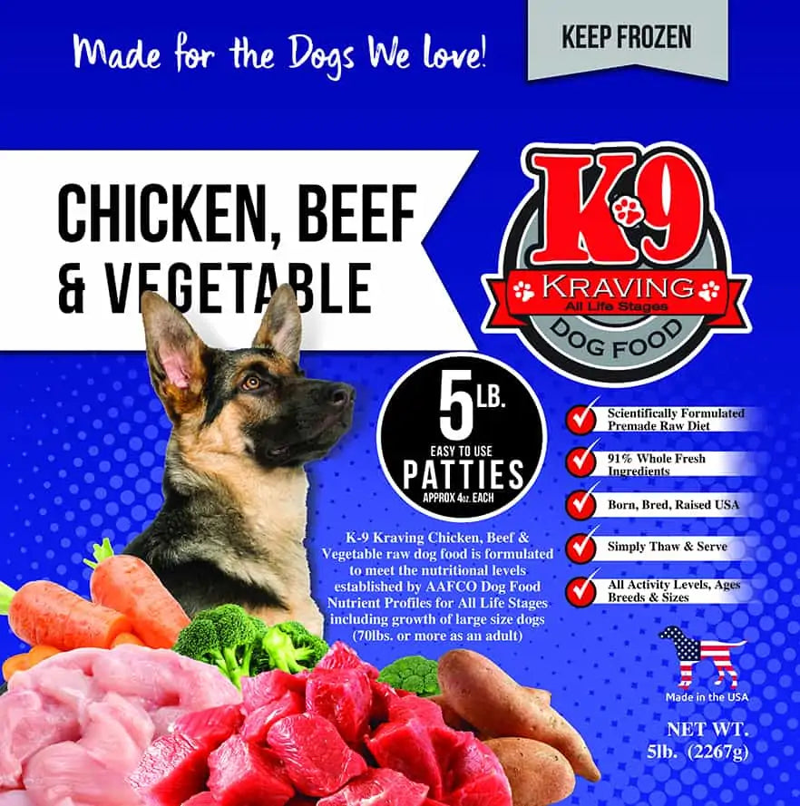 K9 Kravings Frozen Raw Chicken, Beef & Vegetable 5lbs Go Healthy Pet
